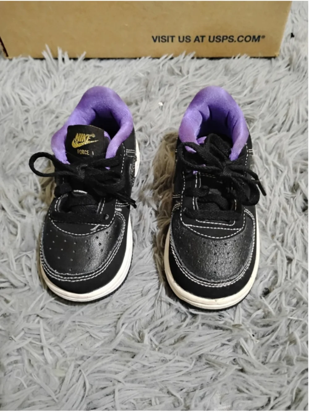 Nike Air Force 1 LV8 ‘Cracked Black White’ Toddler Size 7C Shoes DQ0550-001